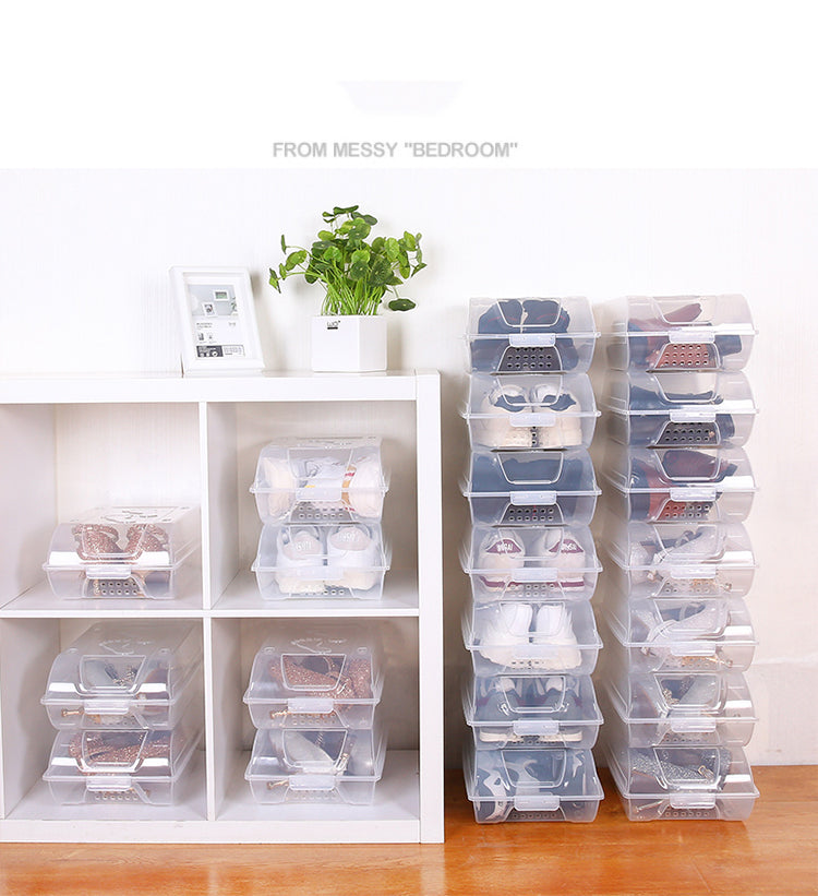 Clear Stackable Shoe Storage Boxes (6-Pack)