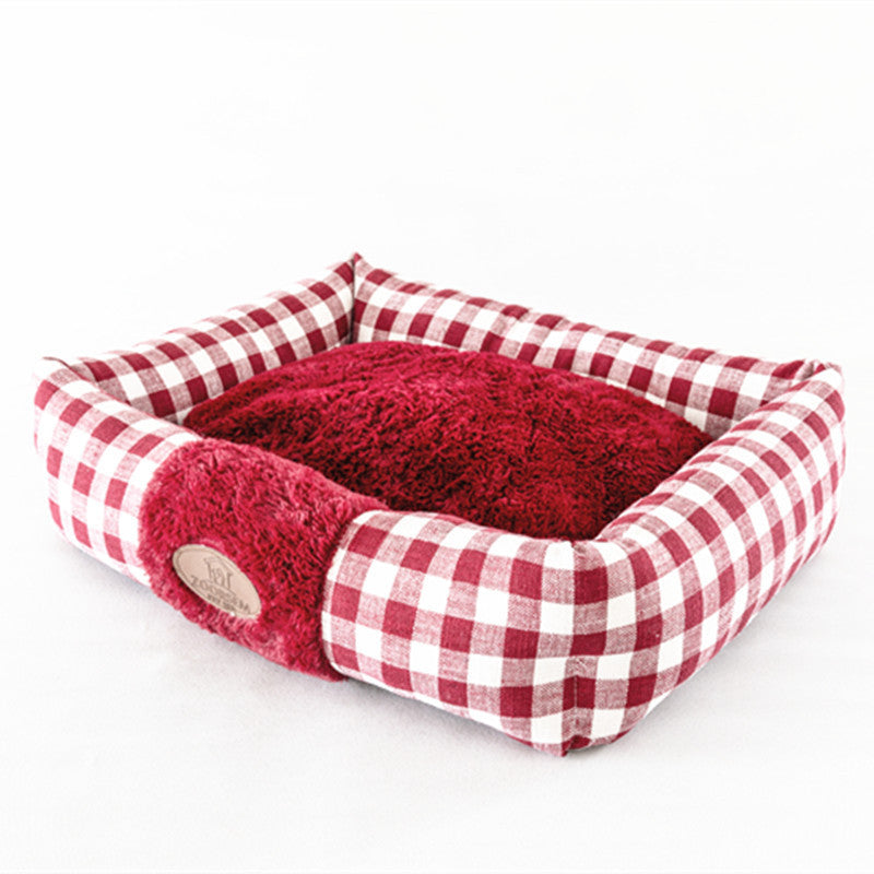 Home Fabric Plaid Square Cat Nest