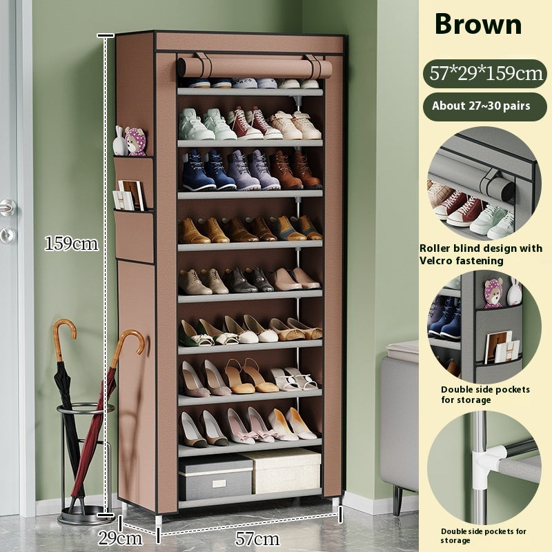 10-Layer Dustproof Metal Shoe Rack