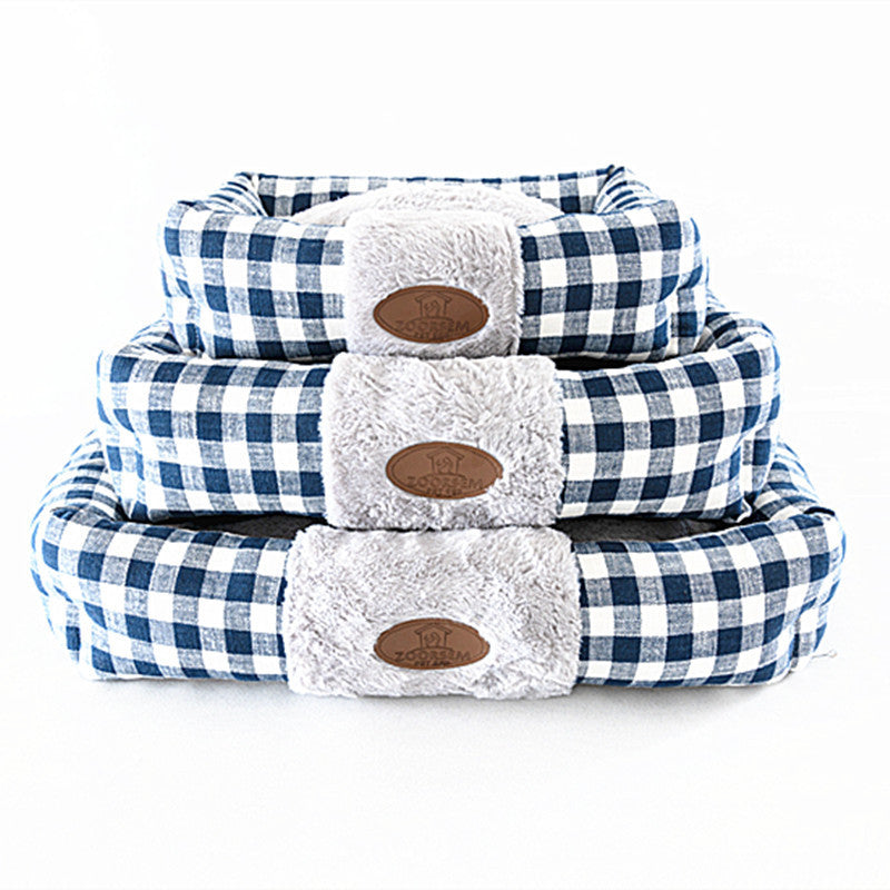 Home Fabric Plaid Square Cat Nest