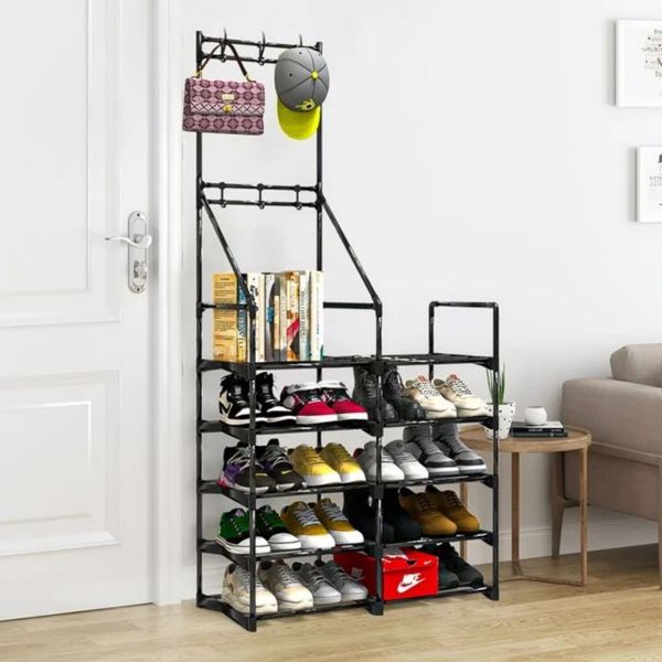 5-Tier Freestanding Shoe Rack & Coat Organizer