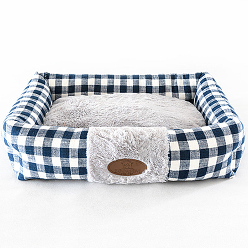 Home Fabric Plaid Square Cat Nest