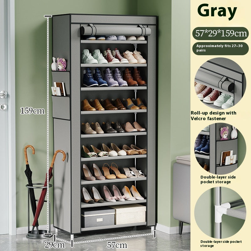 10-Layer Dustproof Metal Shoe Rack