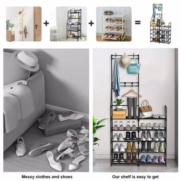 5-Tier Freestanding Shoe Rack & Coat Organizer