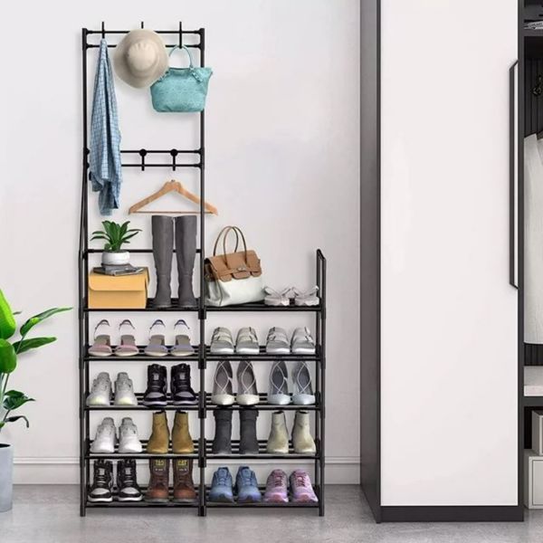 5-Tier Freestanding Shoe Rack & Coat Organizer