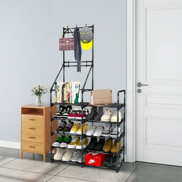 5-Tier Freestanding Shoe Rack & Coat Organizer