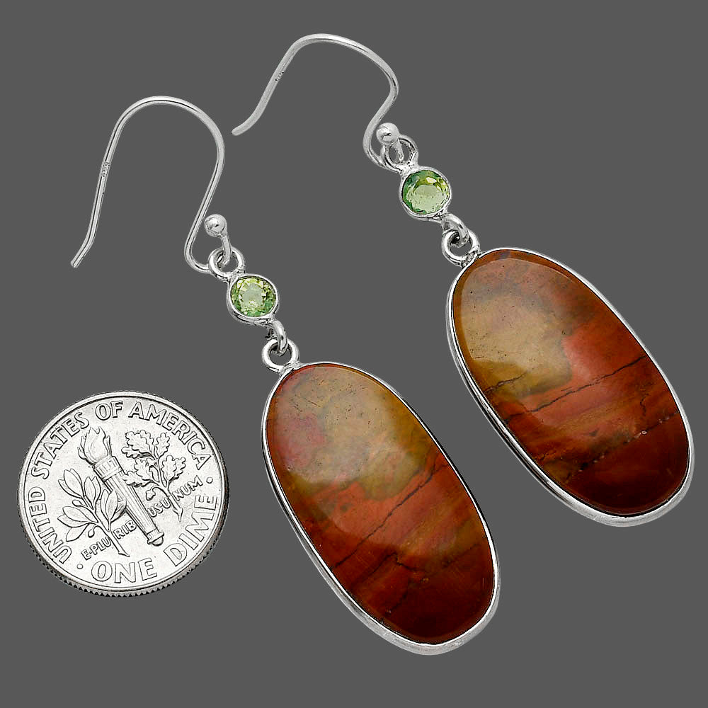 Natural Snake Skin Jasper & Peridot Earrings E-1002 SDE85507-1