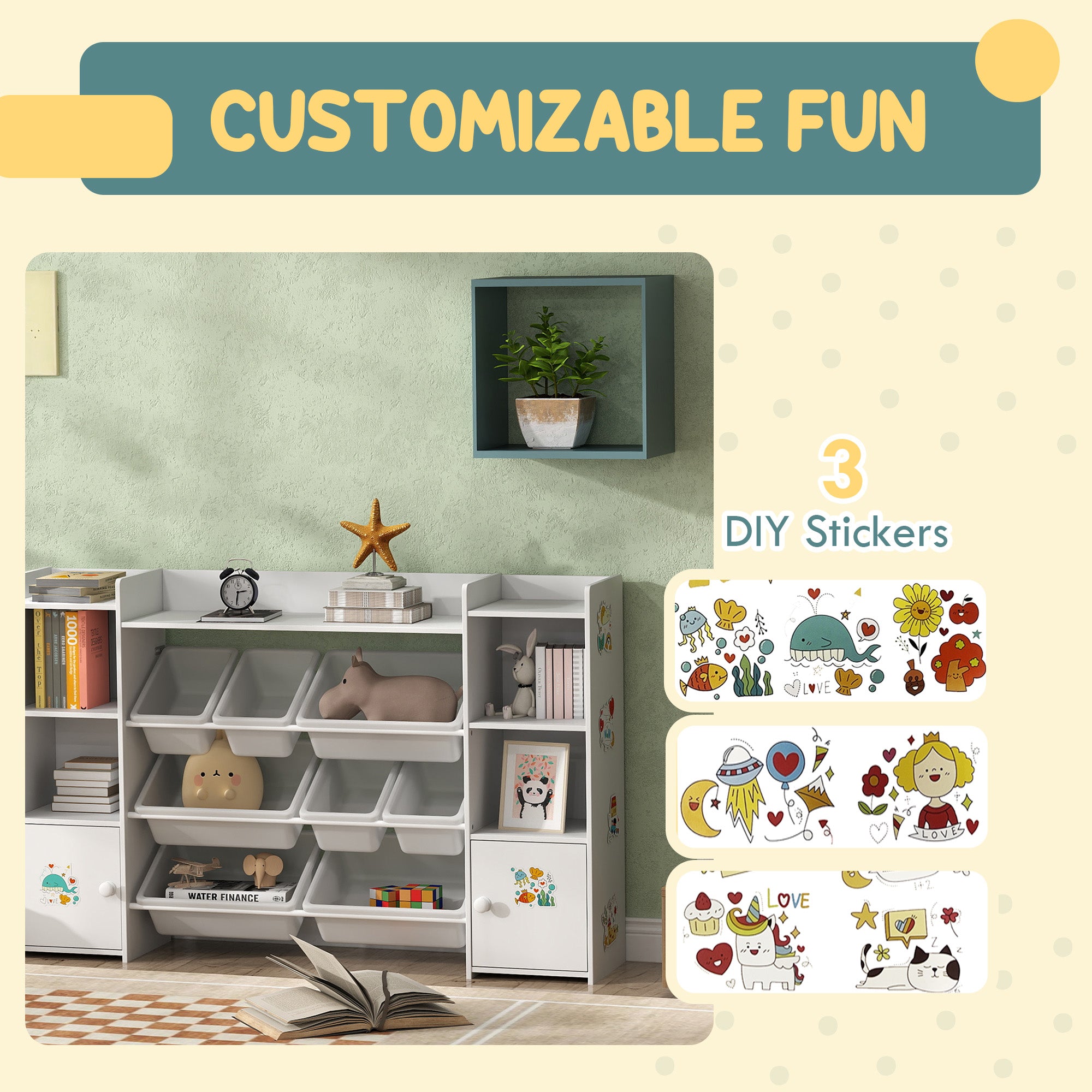 3-in-1 Kids Toy Storage Shelf & Bookcase