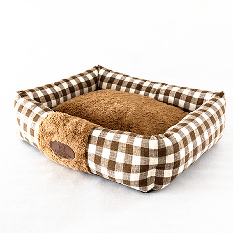 Home Fabric Plaid Square Cat Nest