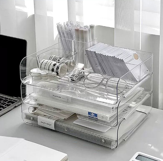 3-Tier Clear Acrylic Desktop Organizer Shelf