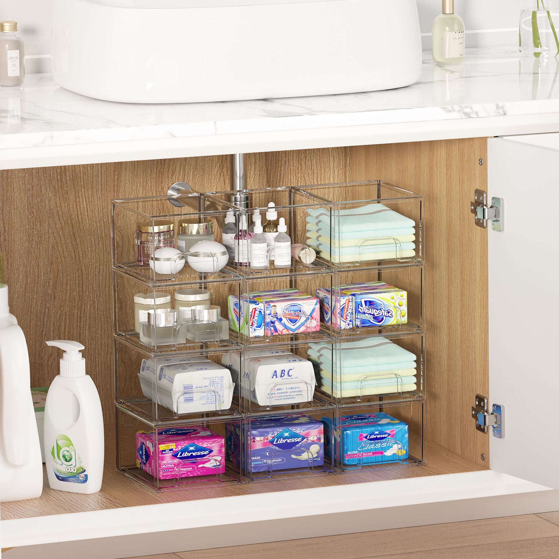 Transparent Cosmetic Storage Drawer-type Stackable Multifunctional Finishing Box